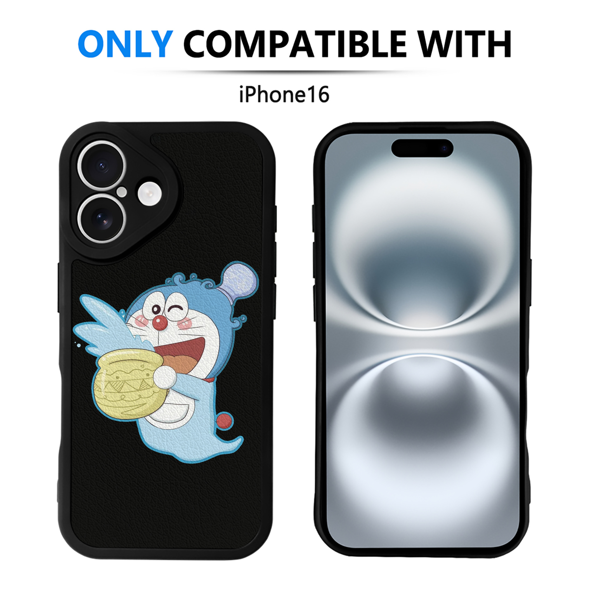 （画像用） ドラえもん Doraemon 【iPhone 16シリーズ対応】シリコンスマホケース（レザー調） 材質：シリコン